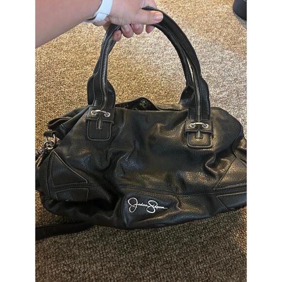 Jessica Simpson Black Leather Shoulder Bag - Picture 1 of 3